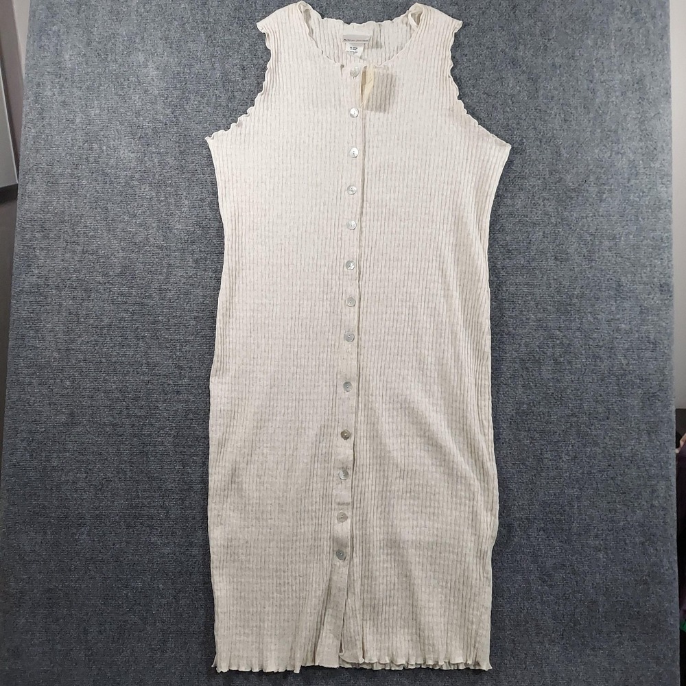Vintage Adrian Jordan Dress Womens 20 White Ribbed Knit Sleeveless Button Front